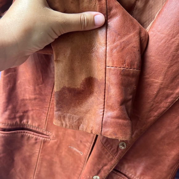 Vintage brown leather jacket - Picture 3 of 4